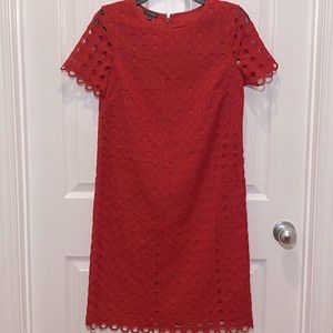 Talbots red embroidered eyelet dress.
